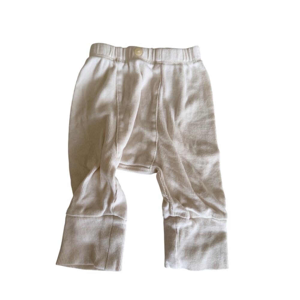 Kate Quinn Ribbed Cotton Baby Leggings - Natural Ivory 3-6M